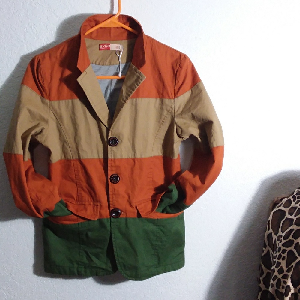 Small orange green tan canvas jacket